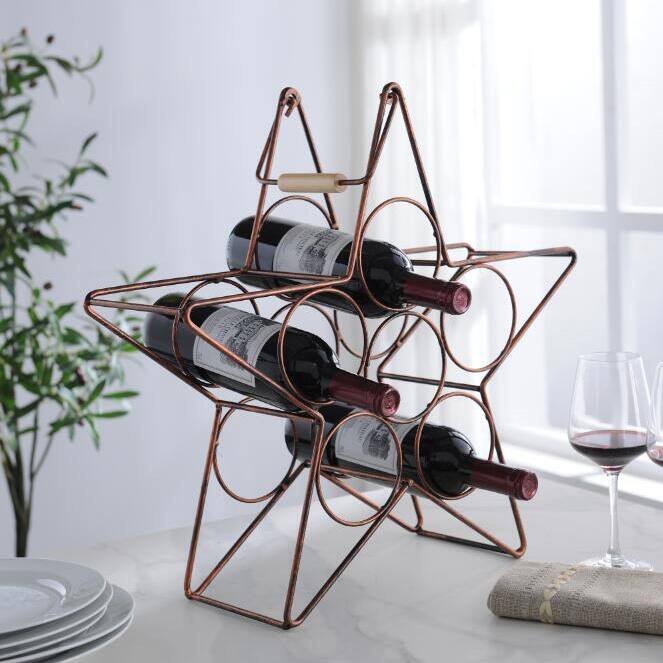Kings Brand Furniture - – Metal Countertop Tabletop Wine Rack - Freestanding Modern Wine Bottle Holder Stand - Rust/Copper