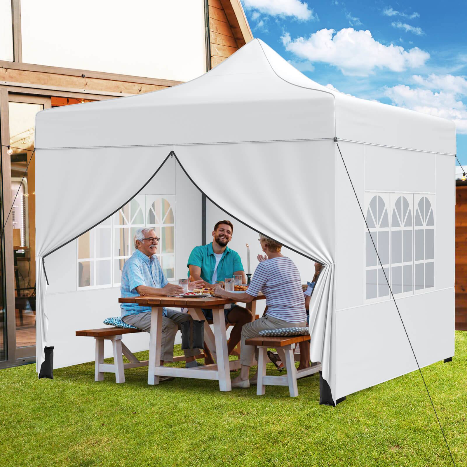 Alt View 3. Costway - Costway 10 x 10 FT Pop up Canopy Tent with 4 Removable Sidewalls, Wheeled Bag, Sandbags - Whie.