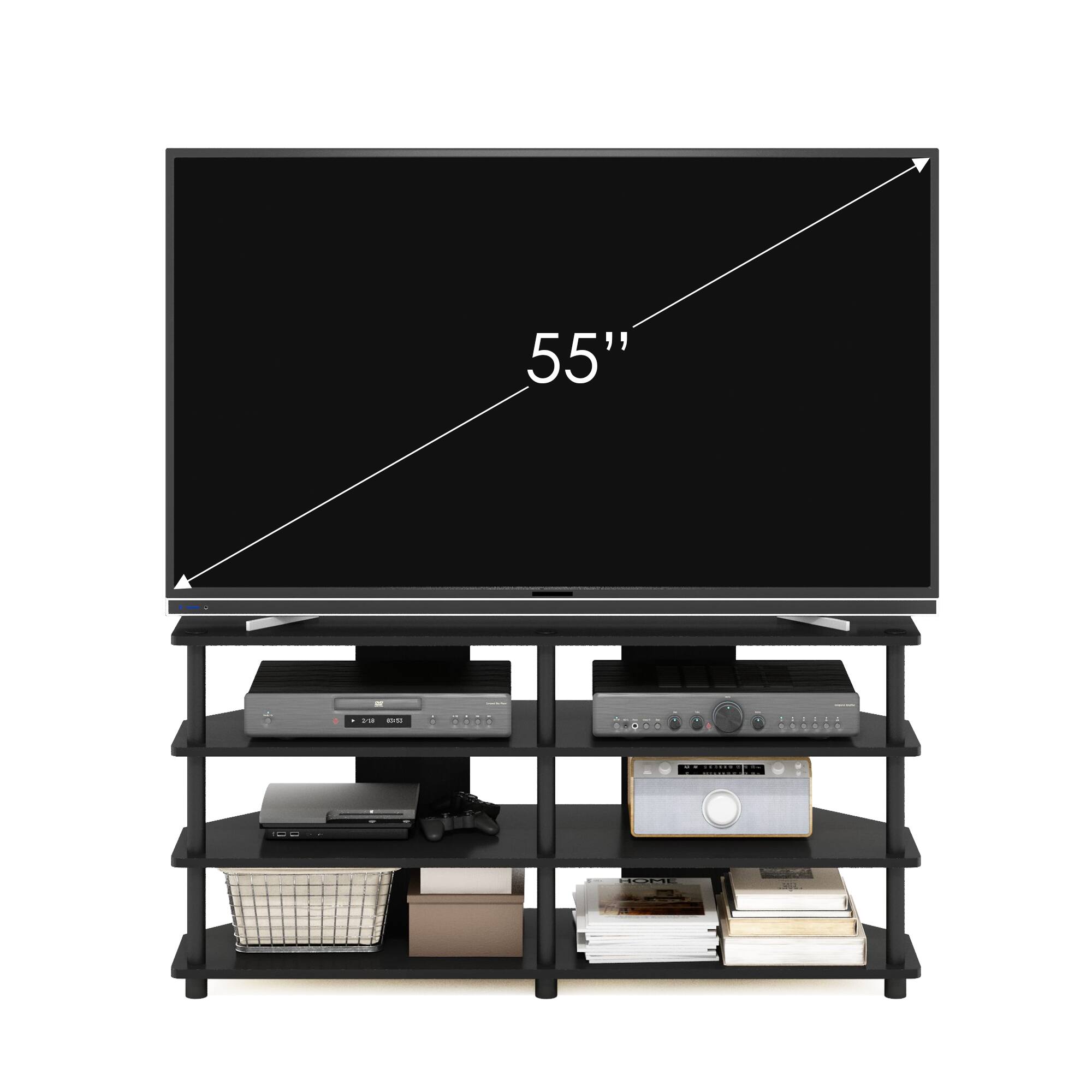 Alt View 4. Furinno - Econ Easy Assembly 4-Tier Corner TV Stand for TV up to 55-Inch - Blackwood/Black.