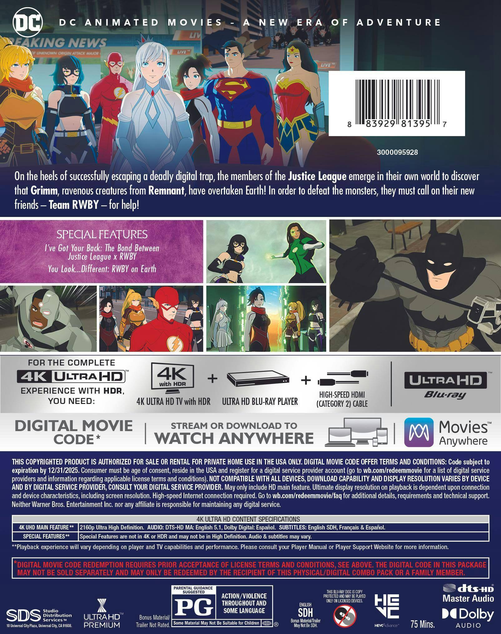 Back. Justice League X RWBY: Super Heroes & Huntsmen Part Two   - 4K Blu-Ray.