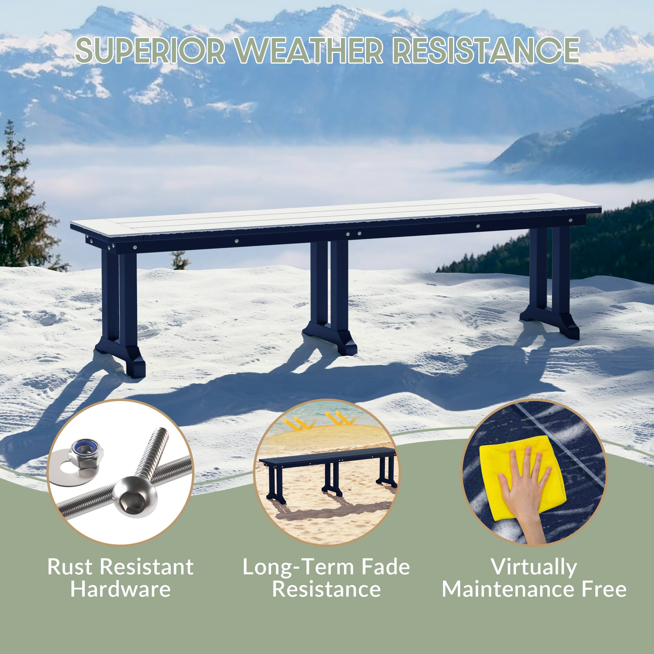 SUPERIOR WEATHER RESISTANCE

- Rust Resistant Hardware
- Long-Term Fade Resistance
- Virtually Maintenance Free