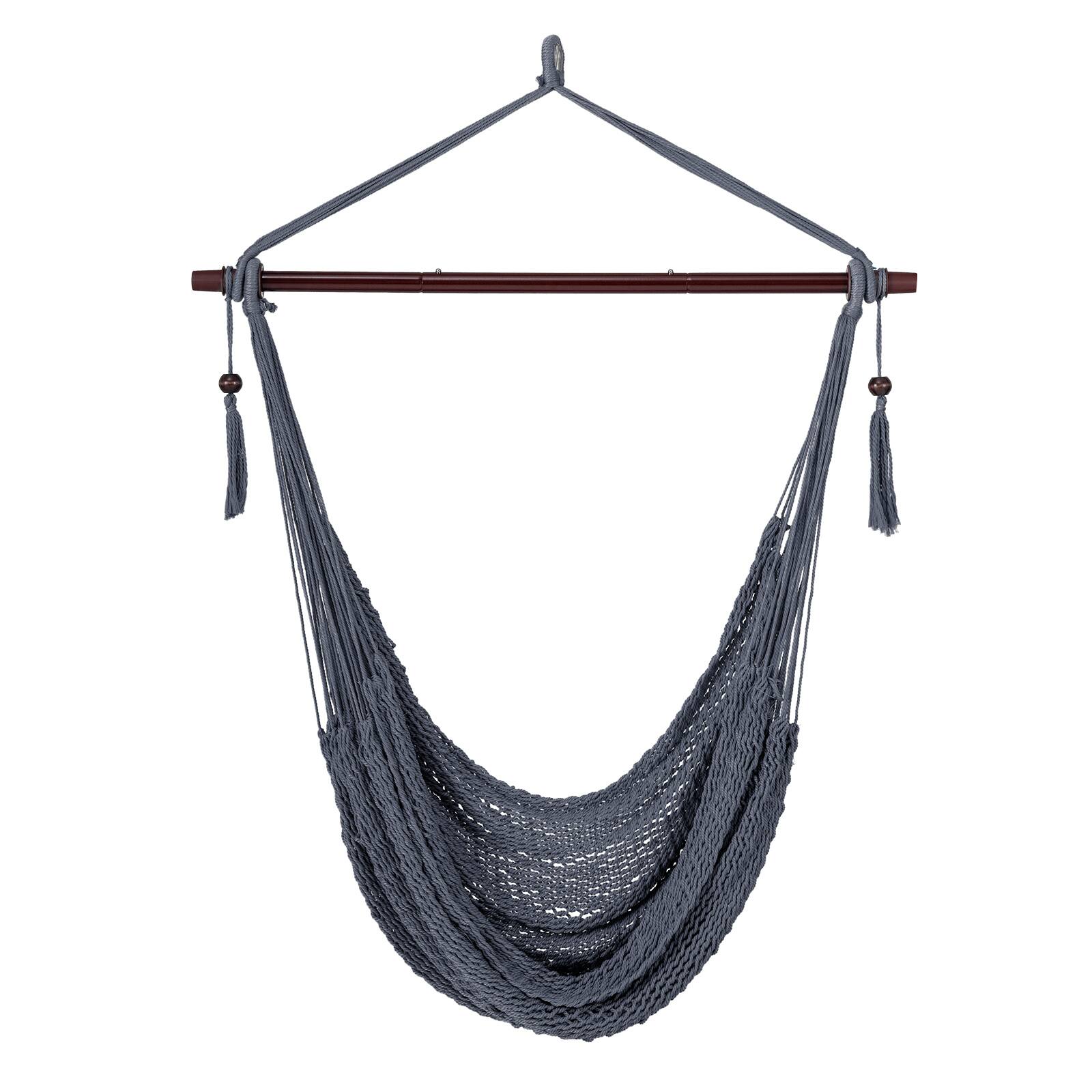 Alt View 9. Gymax - Gymax Caribbean Hammock Chair Large Soft-Spun Hanging Chair w/ Metal Spreader Bar Gray - Gray.