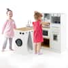 Front. Gymax - Gymax Kids 2-Piece Kitchen Play Set Pretend Chef Toy Set w/ Range Hood & Stove Burner - White + Natural.