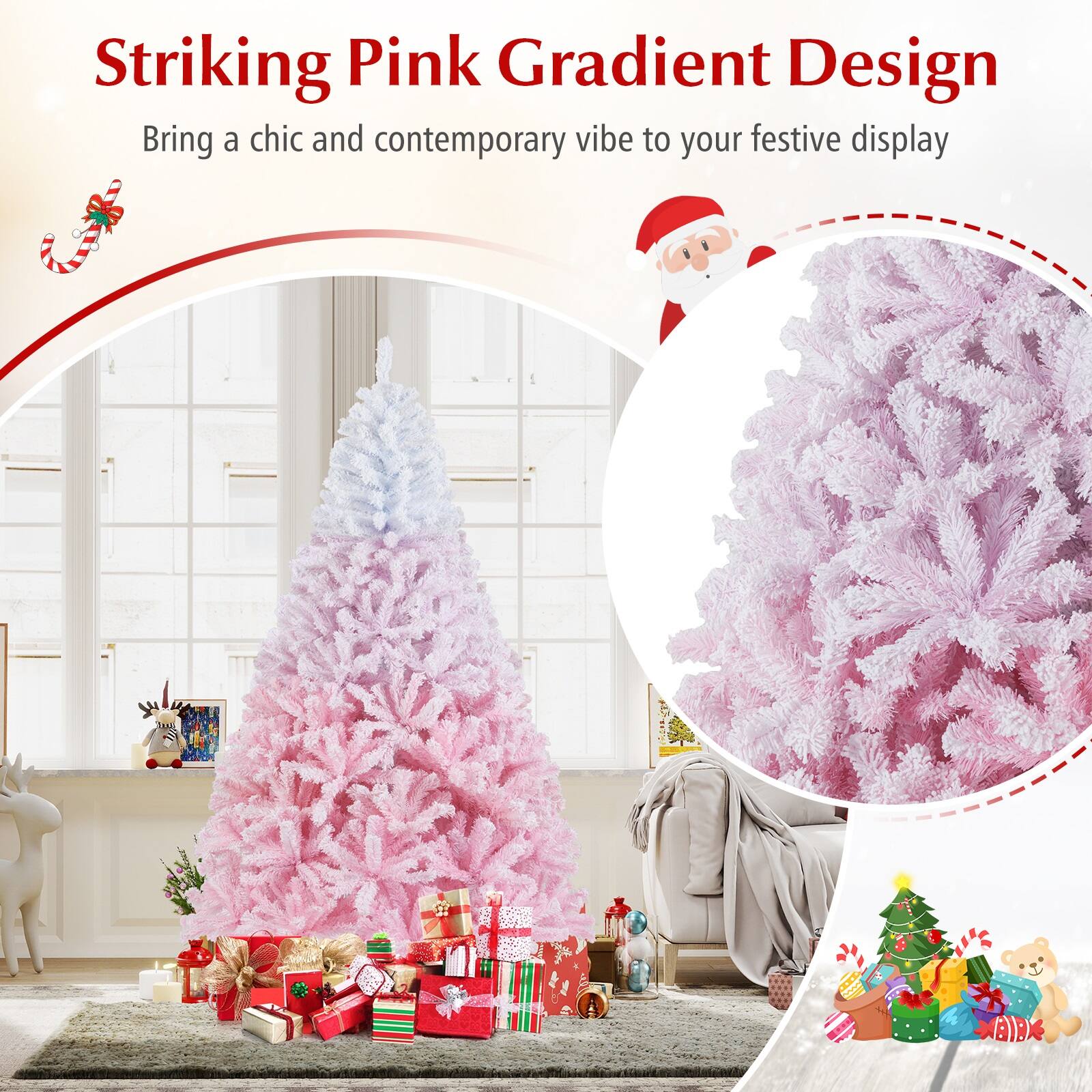 Striking Pink Gradient Design  
Bring a chic and contemporary vibe to your festive display