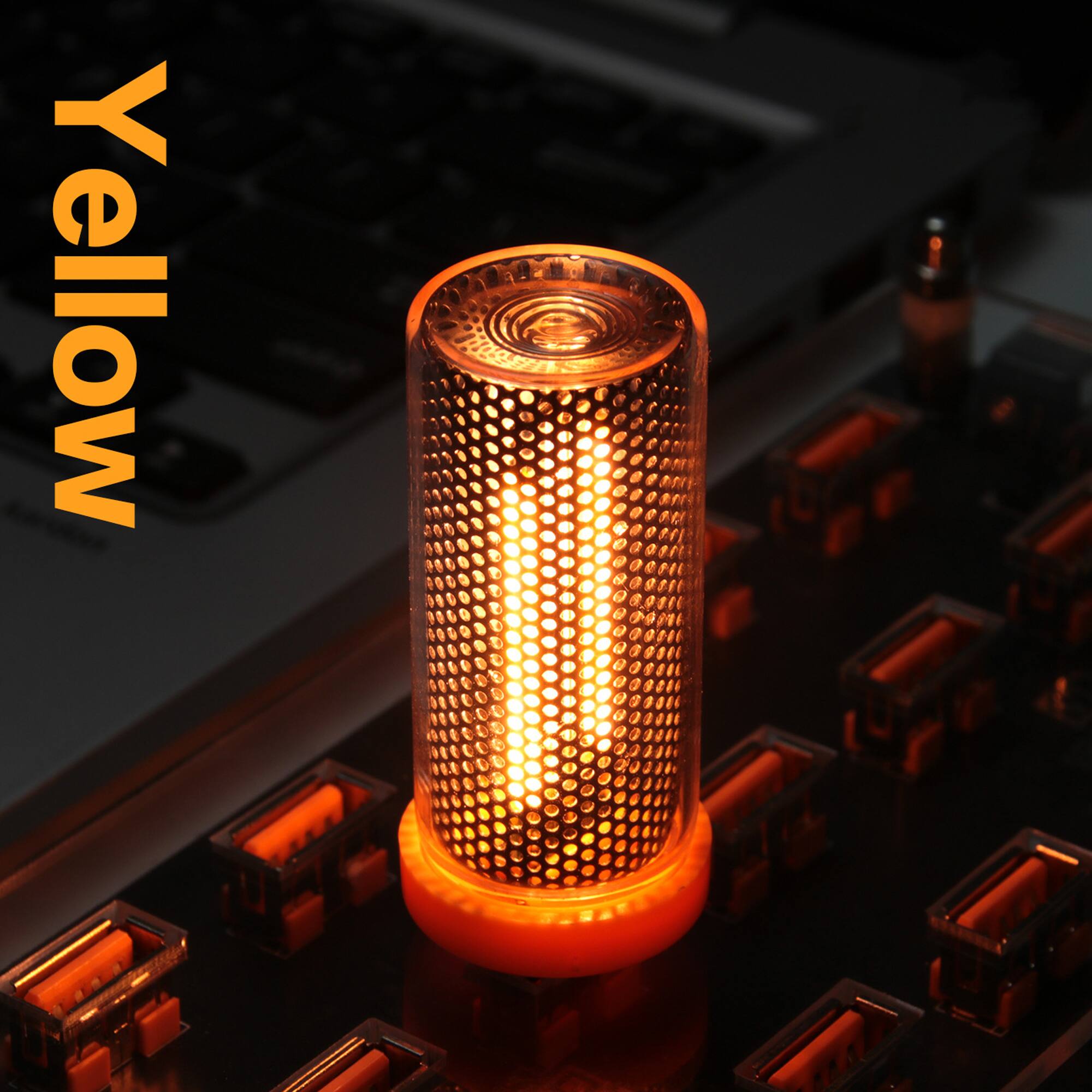 Front. YONWAY - USB Car LED Atmosphere Light, Touch Control Bulb, Bedroom Mood Lighting, Portable Glass Lamp for Vehicle, Bedroom.