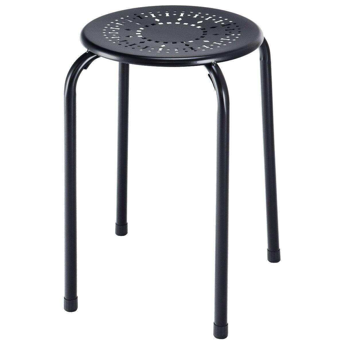 Alt View 5. Costway - Costway Set of 6 Stackable Metal Stool Set Daisy Backless Round Top Kitchen - Black.