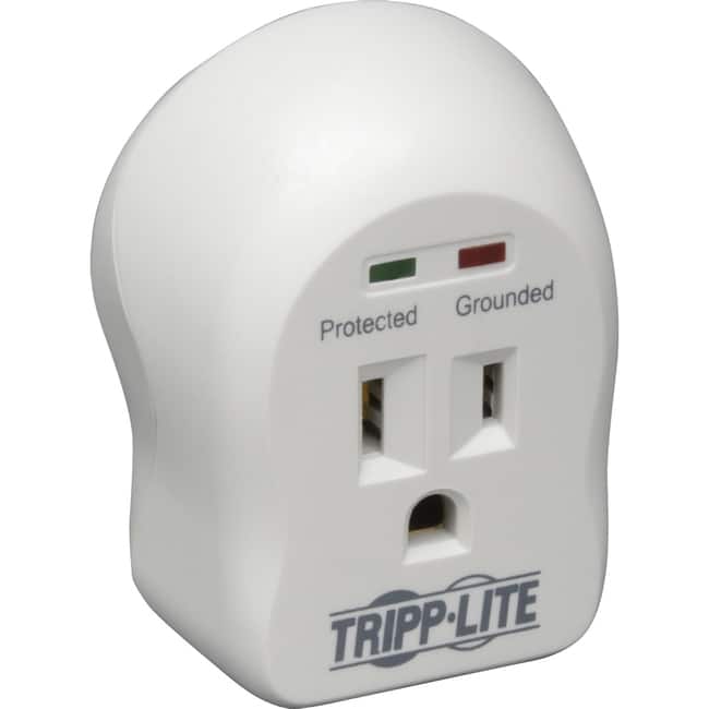 Eaton Tripp Lite Series 1-Outlet Personal Surge Protector, Direct Plug-In, 600 Joules, 2 Diagnostic LEDs - Receptacles: - Gray