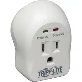 Eaton Tripp Lite Series 1-Outlet Personal Surge Protector, Direct Plug-In, 600 Joules, 2 Diagnostic LEDs - Receptacles: - Gray
