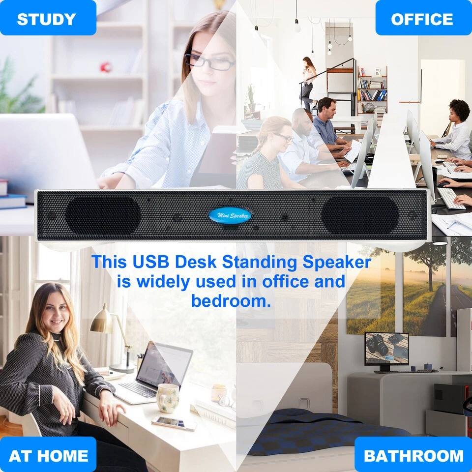 This USB Desk Standing Speaker is widely used in office and bedroom.