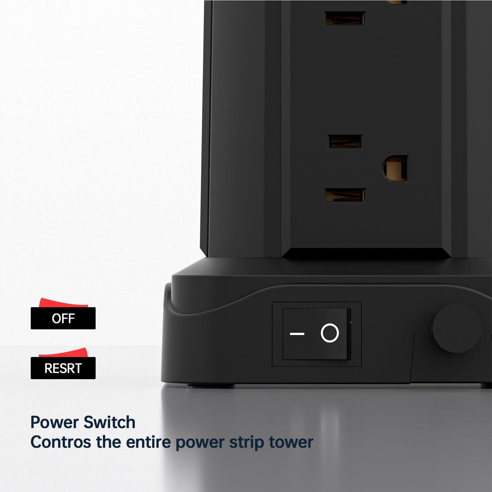 OFF  
RESRT  

Power Switch  
Controls the entire power strip tower