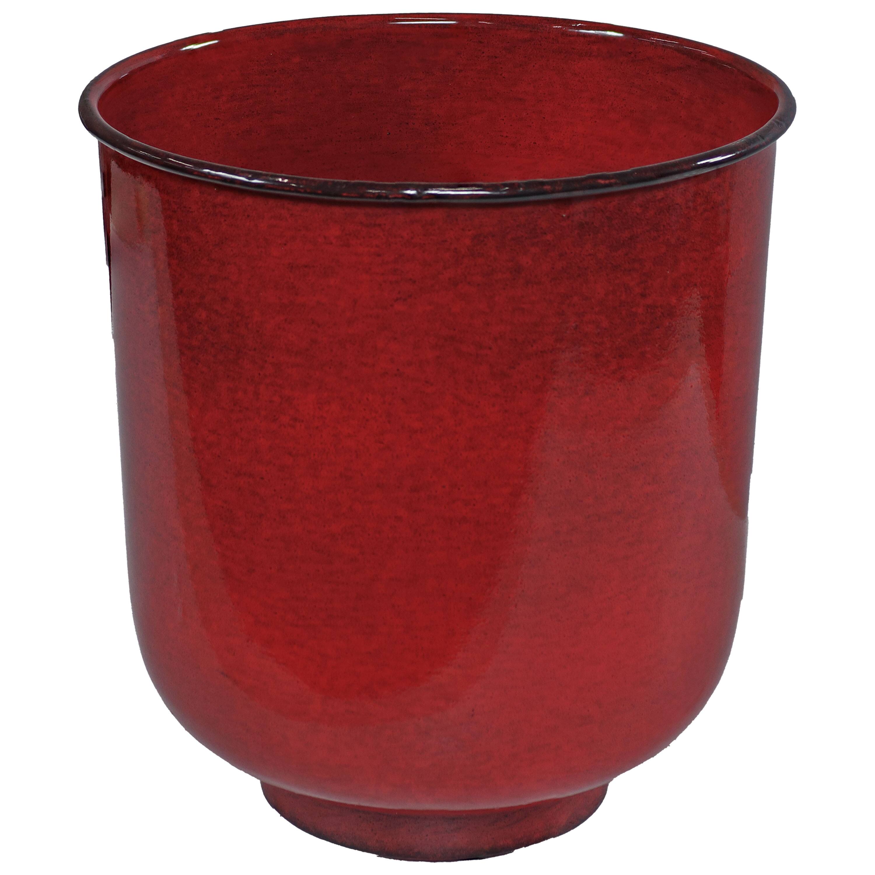 Alt View 5. Sunnydaze - Vivian Metal Planter - 11 in - Set of 4 - Ruby Glaze.