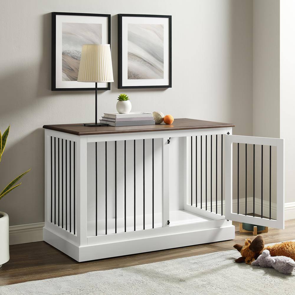 Alt View 9. Crosley Furniture - Winslow Small Credenza Dog Crate - White.