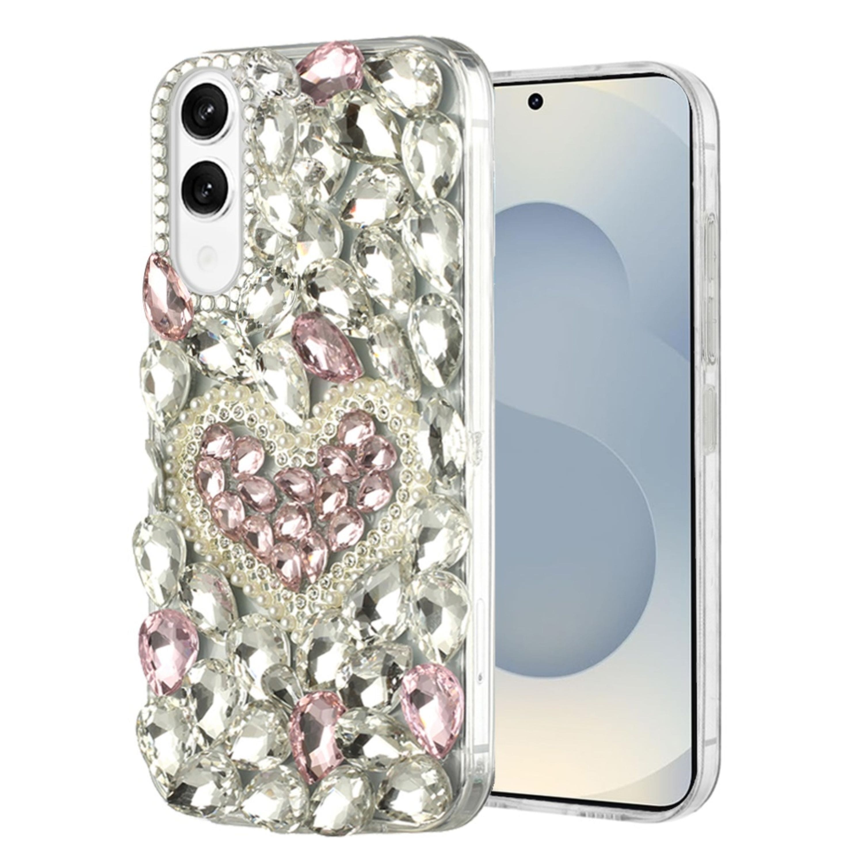 Kitcheniva - Full Diamond Bling 3D Jewel Ornaments With Tempered Glass For Samsung Galaxy S25 Edge Hearty Pink Pearl Heart - Multicolor price history on PriceWatchPro