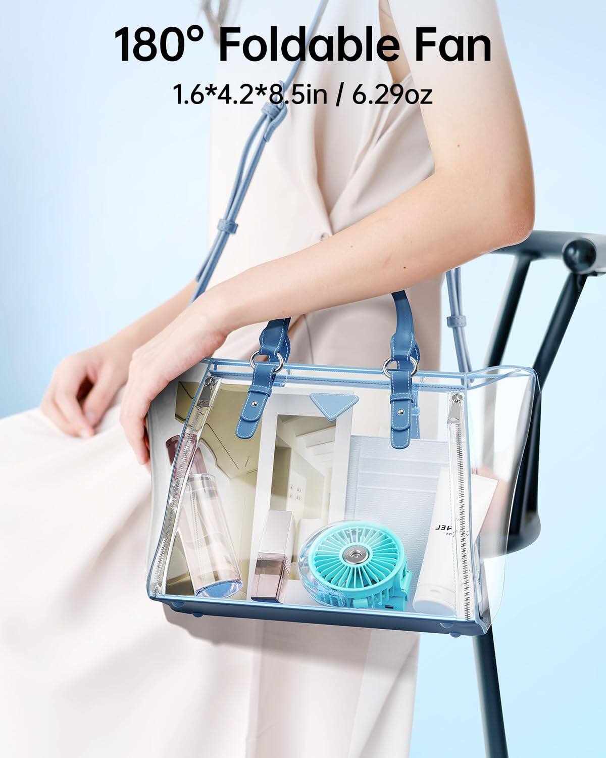 180° Foldable Fan  
1.6*4.2*8.5in / 6.29oz