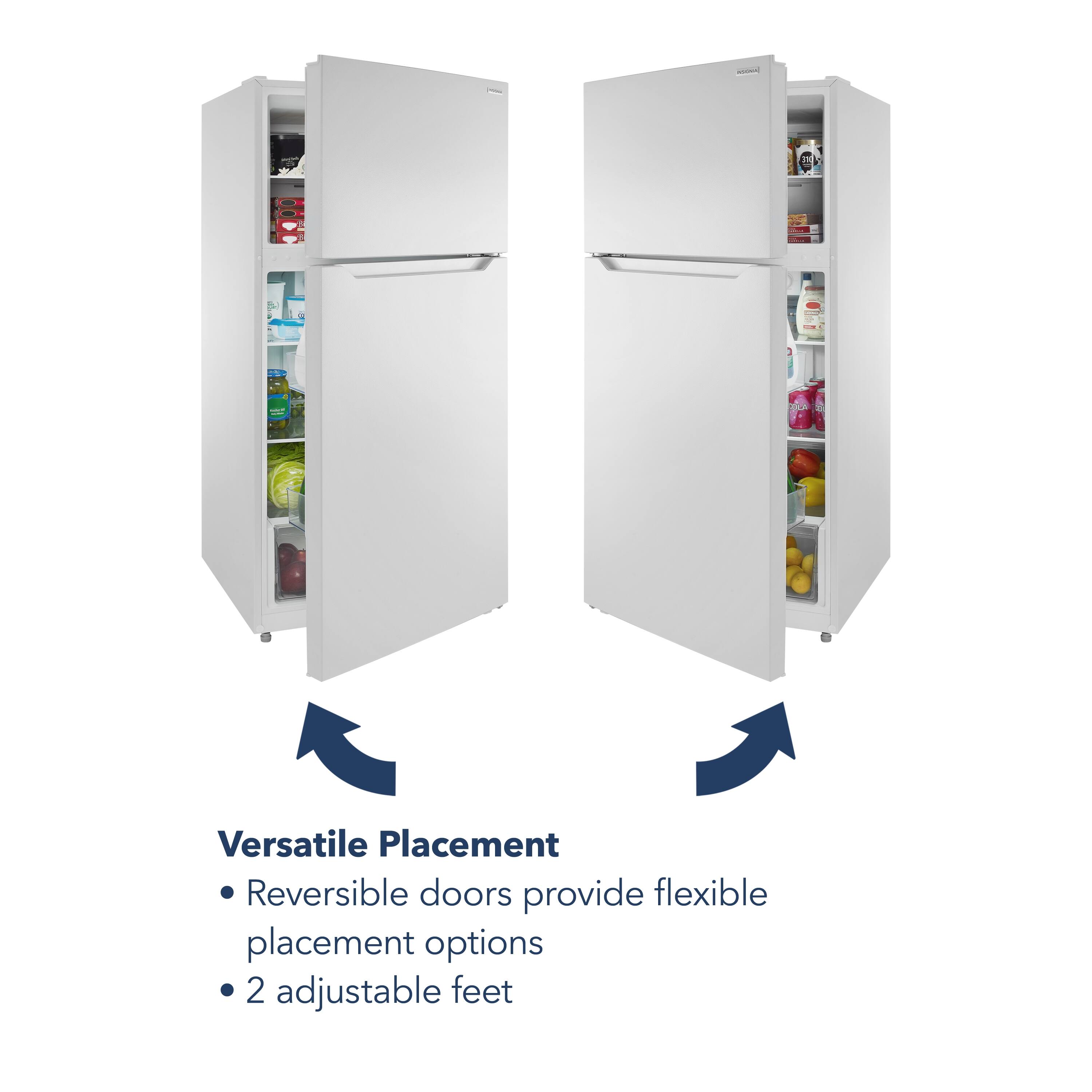 Versatile Placement Reversible doors provide flexible placement options 2 adjustable feet
