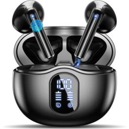 VEAT00L - VEATOOL 2025 Wireless Earbuds | BT 5.3, Hi-Fi 3D Bass, 4 ENC Mics, 34H Playtime, USB-C In-Ear - Black