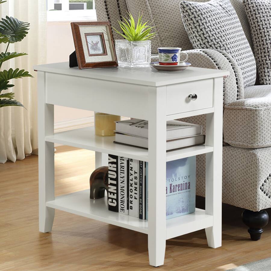 Costway 3 Tier Nightstand Bedside Table Sofa Side End Table w/Double ...