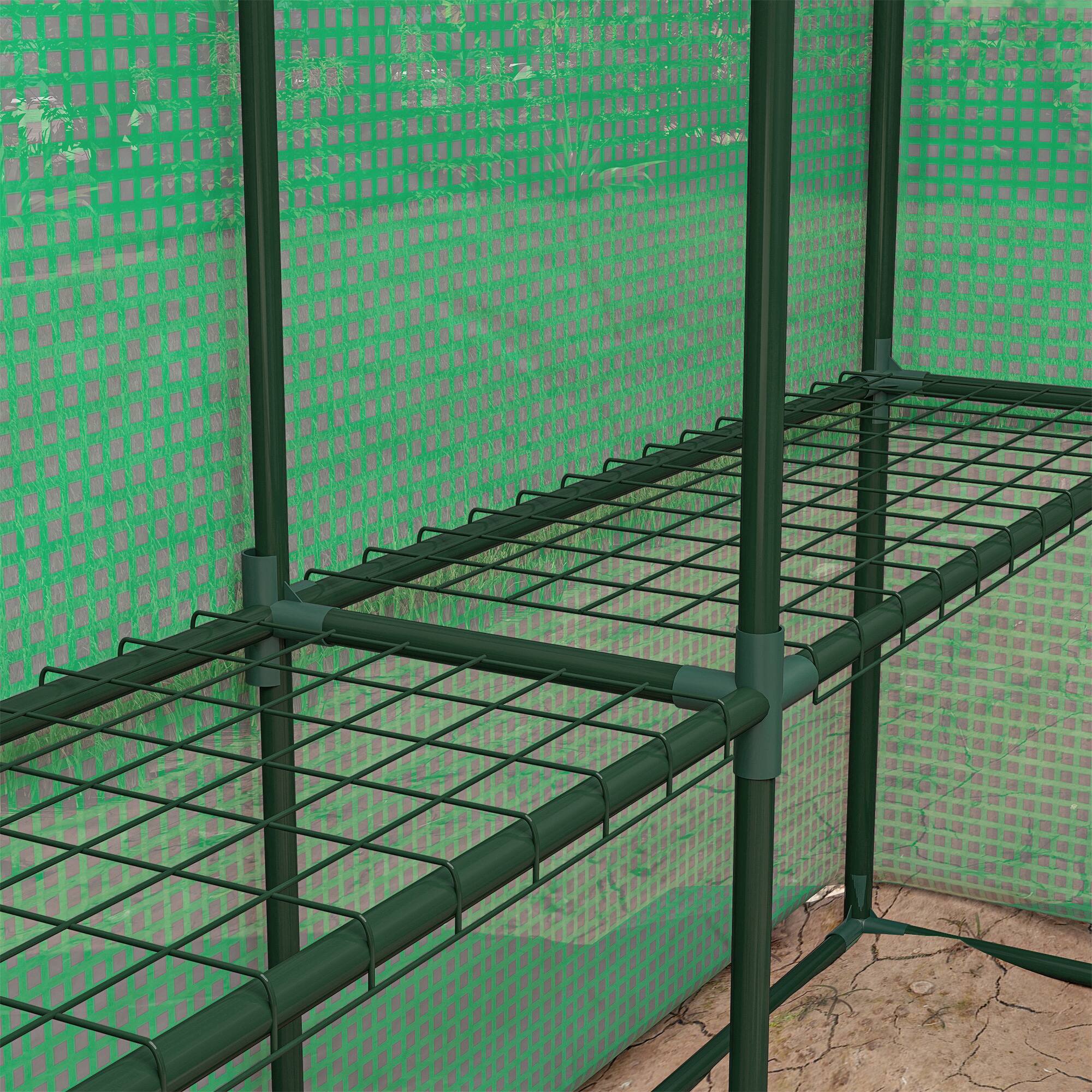 Alt View 8. Outsunny - Outdoor Walk-in Greenhouse with Roll-up Zipper Door, 18 Shelves, PE Cover.