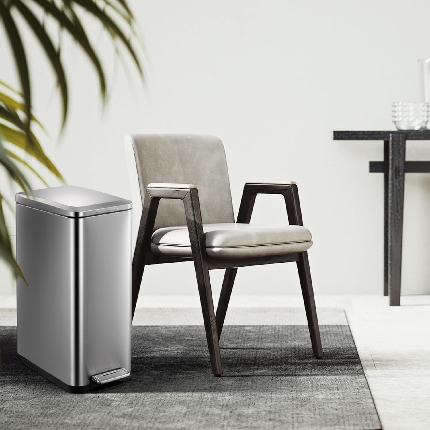 Alt View 2. Acekool - 13 Gallon Tall Slim Stainless Steel Kitchen Trash Can with Hands-Free Soft-Close Lid & Removable Inner Bucket - Silver.