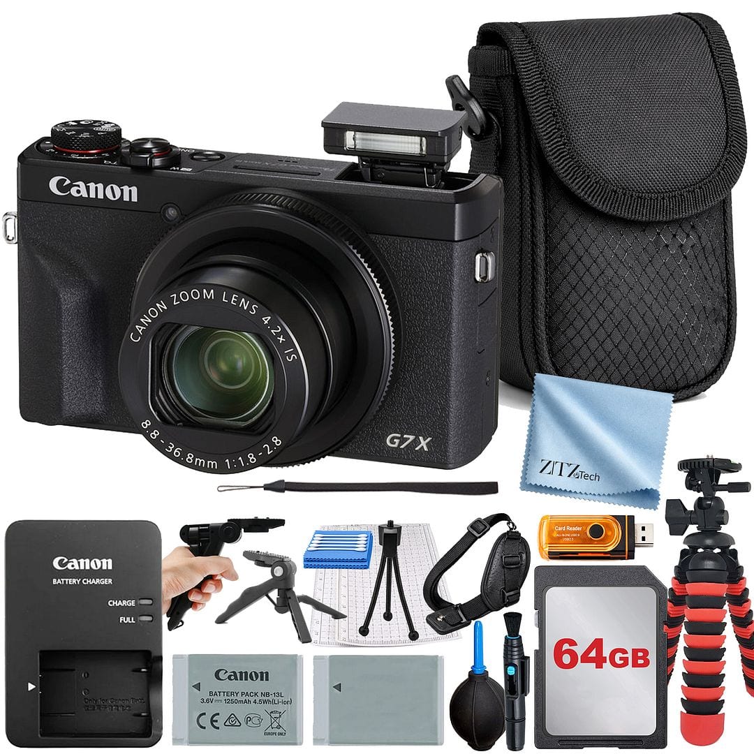 Canon - PowerShot G7 X Mark III Camera with 64GB Card + ZeeTech Professional Bundle - Black