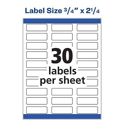 Label Size 3/4" x 2 1/4  
30 labels per sheet