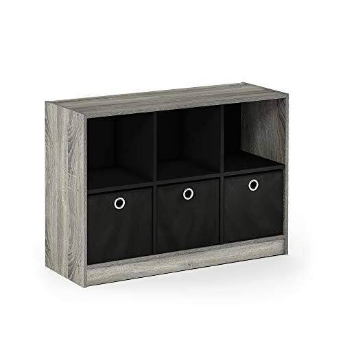 French Oak Grey/Black-6-Cube with Bin