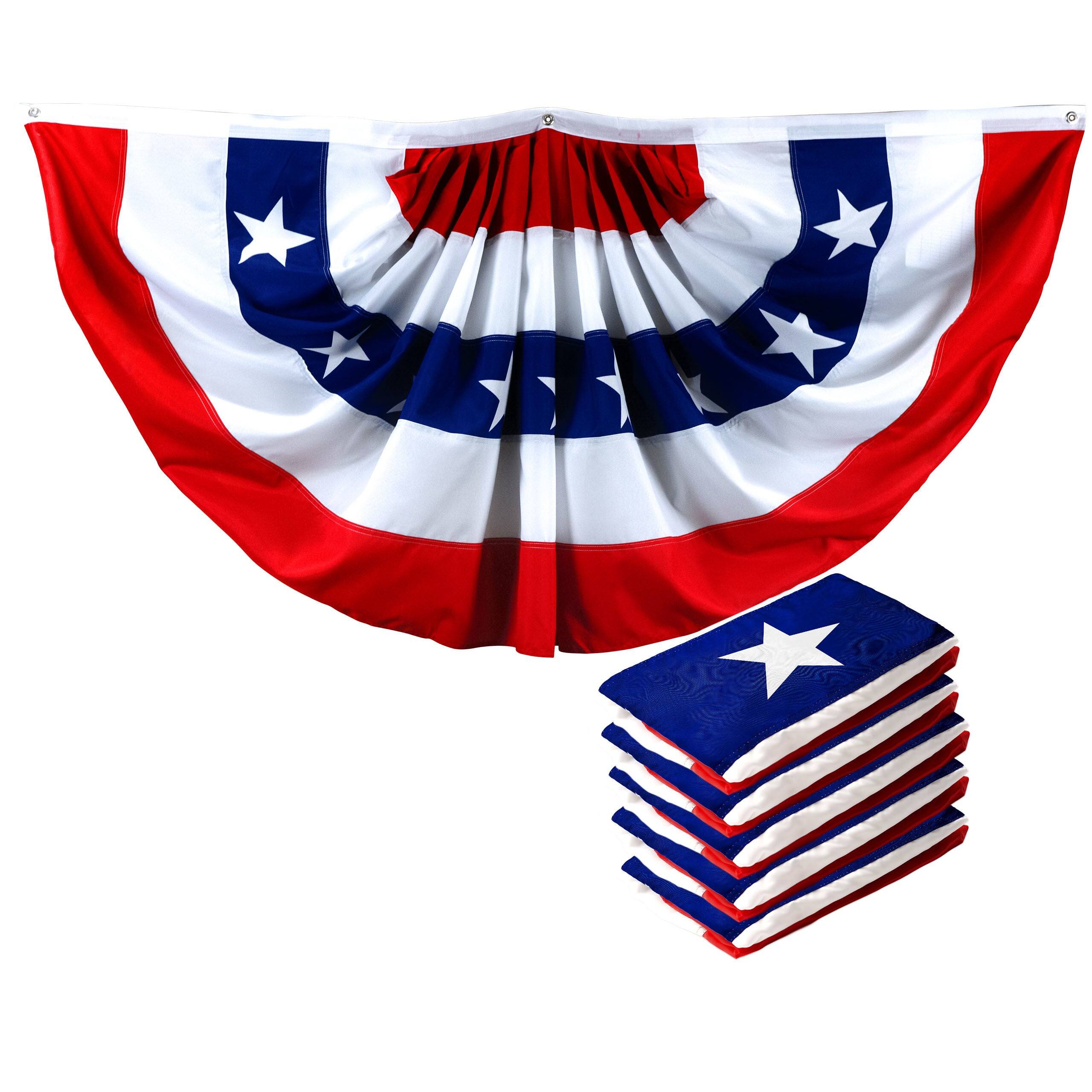 Front. G128 - Fan Flag 1.5x3FT 5-Pack Printed Polyester By G128 - Red, white, blue.