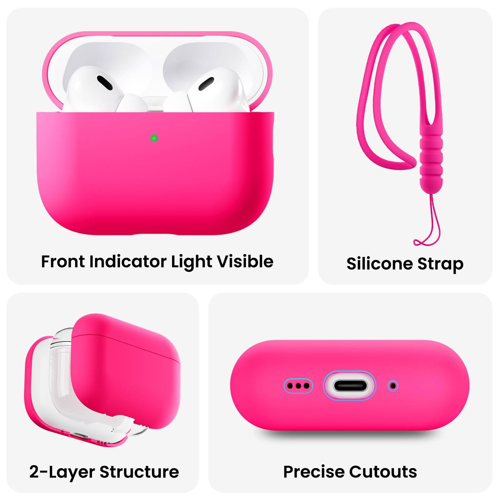 Front Indicator Light Visible  
Silicone Strap  
2-Layer Structure  
Precise Cutouts