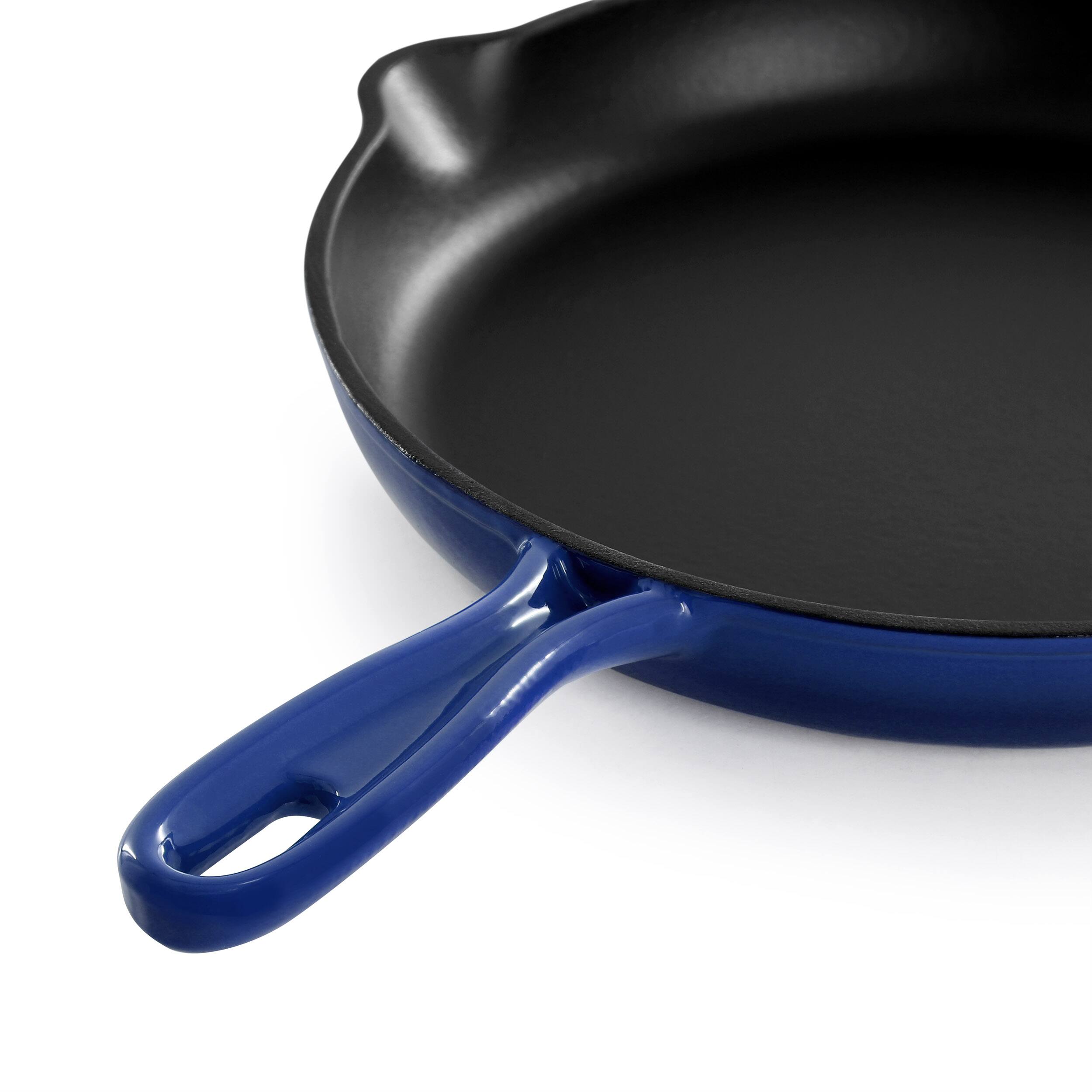 Alt View 2. Mega Chef - MegaChef Round 10.25 Inch Enameled Cast Iron Skillet in Gradient Dark Blue - Dark Blue.