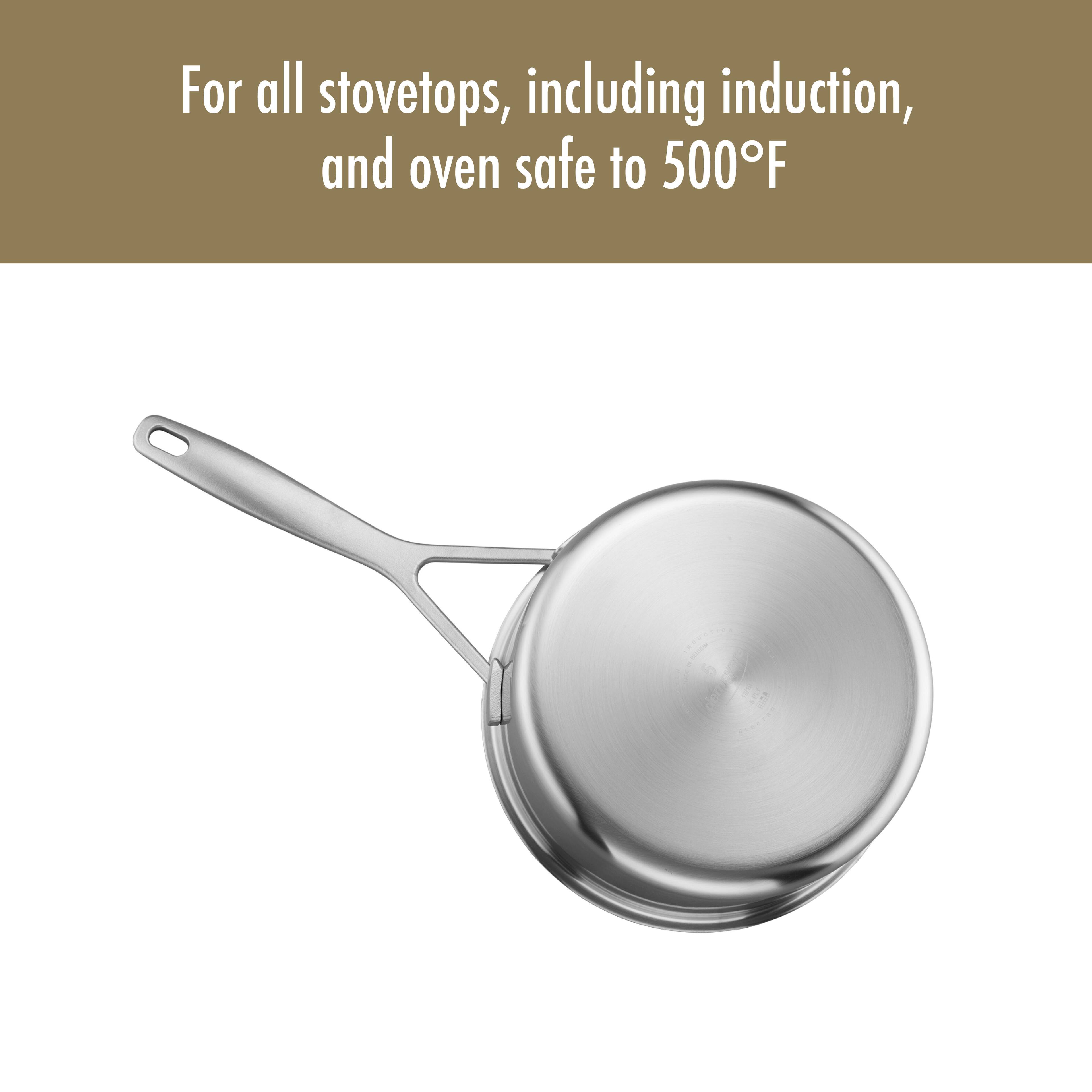 For all stovetops, including induction, and oven safe to 500°F