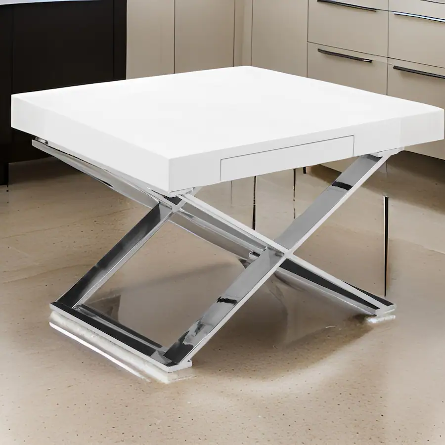 Max Rix Manhattan Lane Rix 21 Inch Side End Table, 1 Drawer, X Shape Steel Legs ...