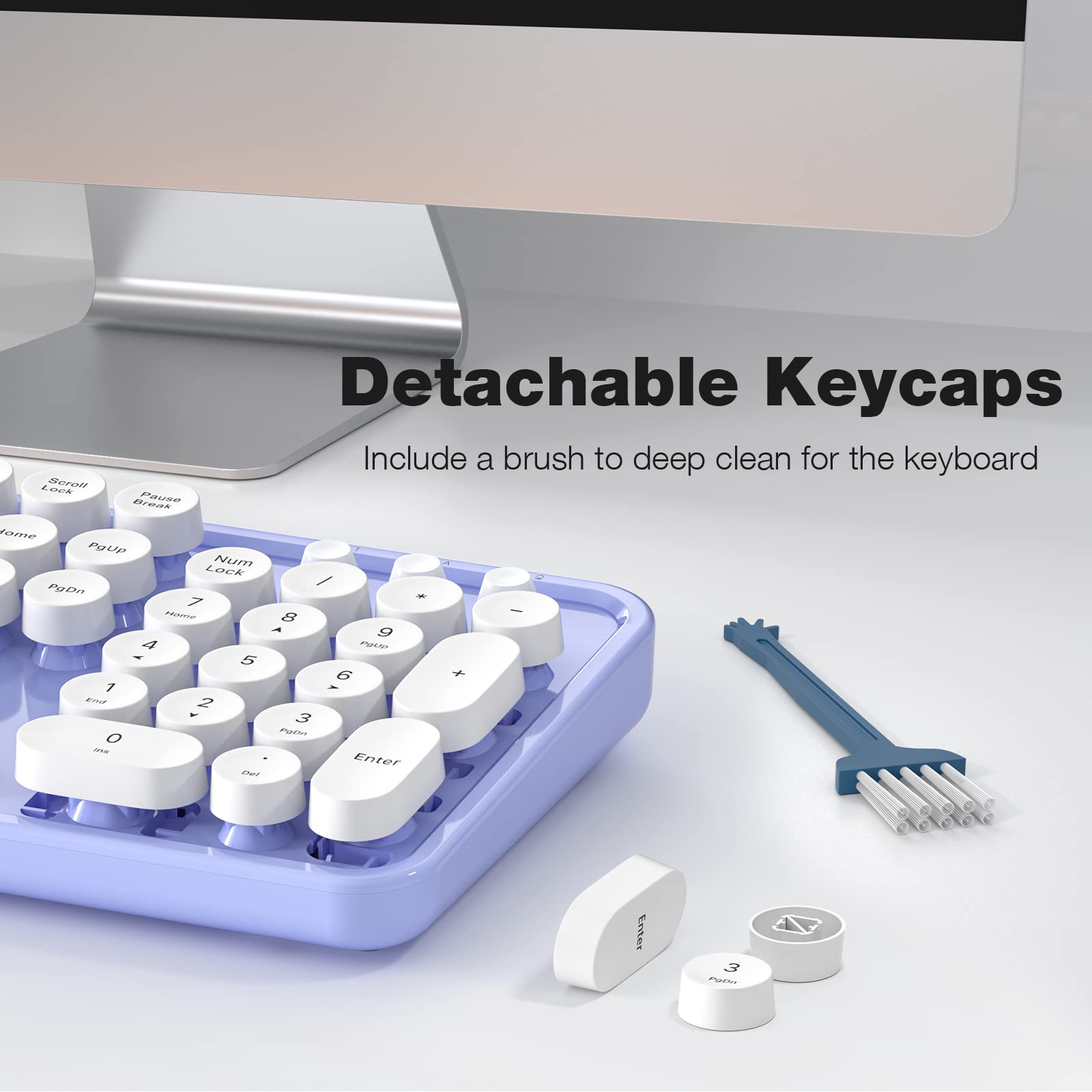 Detachable Keycaps  
Include a brush to deep clean for the keyboard
