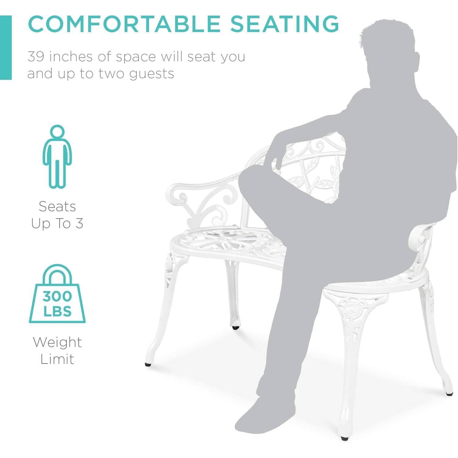 **COMFORTABLE SEATING**

39 inches of space will seat you and up to two guests

- Seats Up To 3
- Weight Limit: 300 LBS