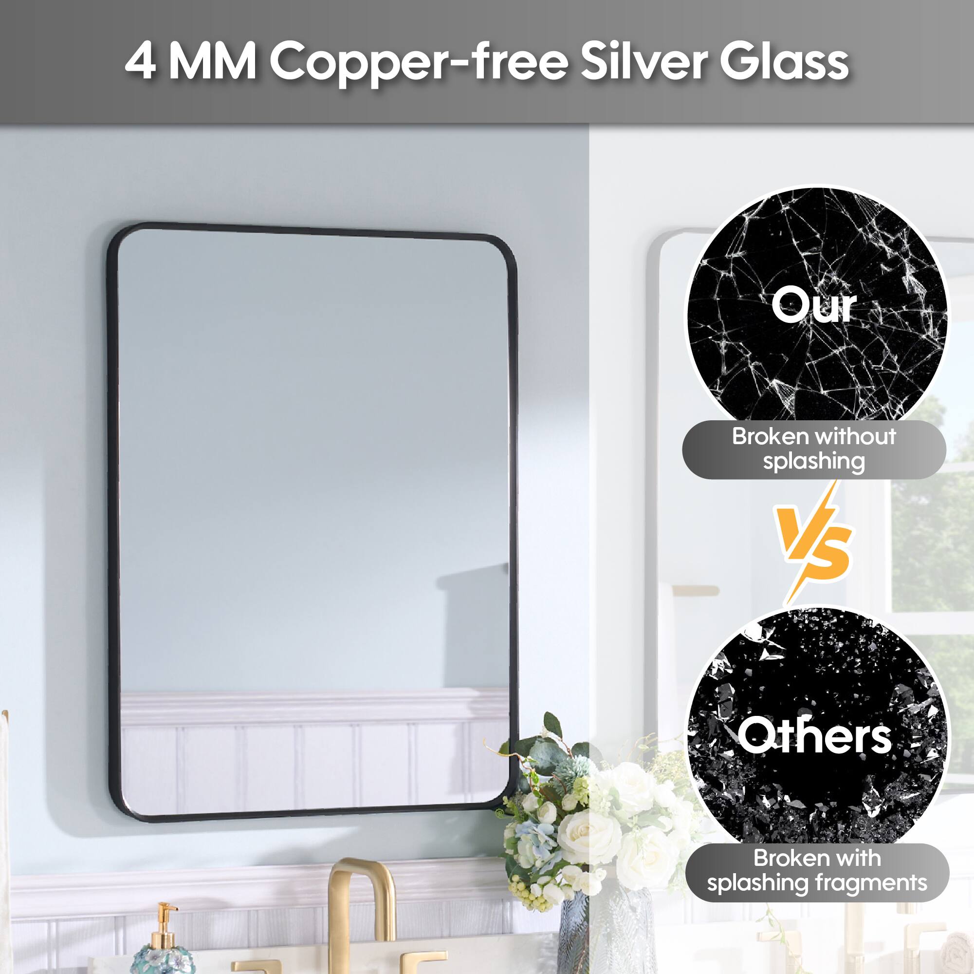4 MM Copper-free Silver Glass

Our
Broken without splashing

vs

Others
Broken with splashing fragments