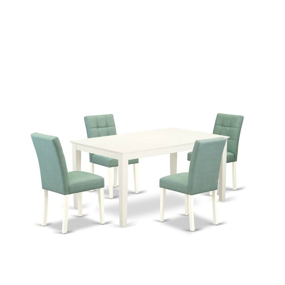 Back. East West Furniture - 5 Piece Dining Room Set contain A Dinner Table - White.