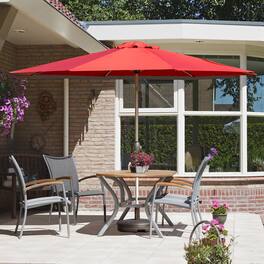 Mondawe - 9FT Patio Umbrella with Push Button Tilt and Crank - Brick red