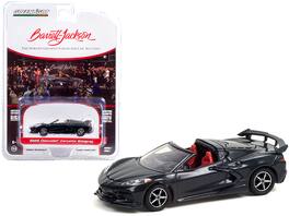 Greenlight - 2020 Chevrolet Corvette C8 Stingray Convertible Shadow Gray w/ Adrenaline Red Interior Barrett-Jackson Scottsdale 1/64 - Gray Metallic