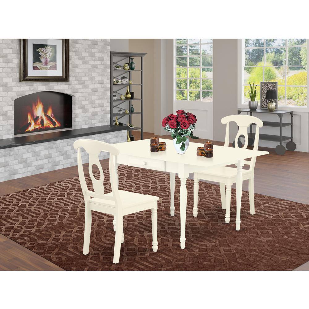 Angle. East West Furniture - Dining Room Set Linen White - Brown.