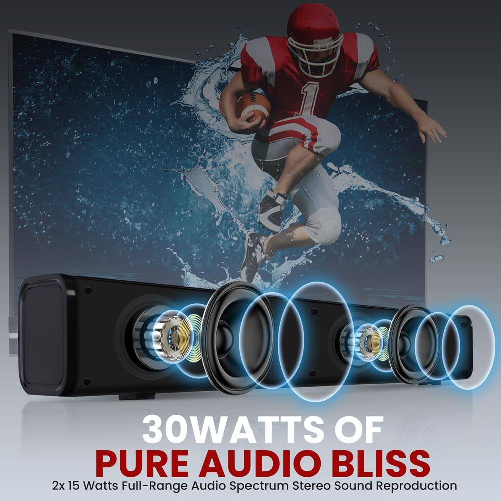 30WATTS OF PURE AUDIO BLISS  
2x 15 Watts Full-Range Audio Spectrum Stereo Sound Reproduction