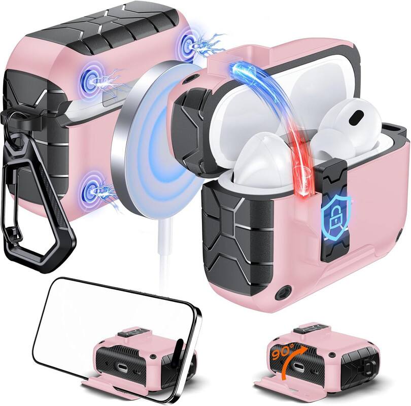 Front. RISOKEYS - Auto-Open for AirPods Pro 3 Gen Case with Built-in Magnets, [One-Press Auto-Open] [Compatible with Mag-Safe Charging].