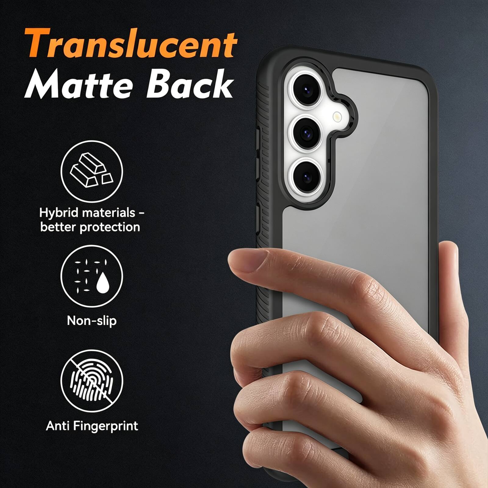 Translucent Matte Back

Hybrid materials - better protection

Non-slip

Anti Fingerprint