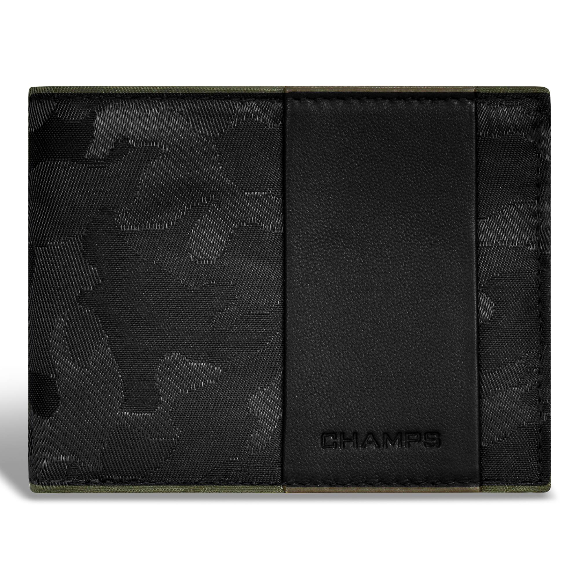 Front. Champs - Camo Collection Leather Top Wing Wallet - Black.