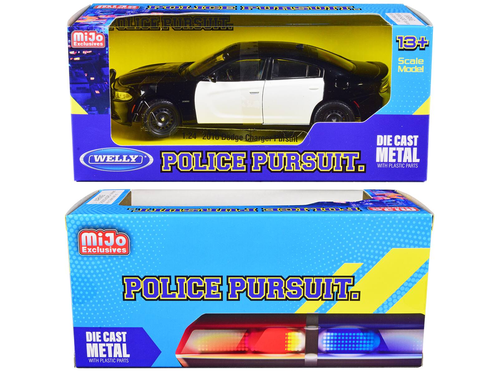 L2 TPODE AMTTCE BURSIEL MiJo Exclusives 1 13+ Scale Model - 1.24 2010 Bodge Charger Pursuit DIE CAST WELLY POLICE PURSUIT. METAL WITH PLASTIC PARTS