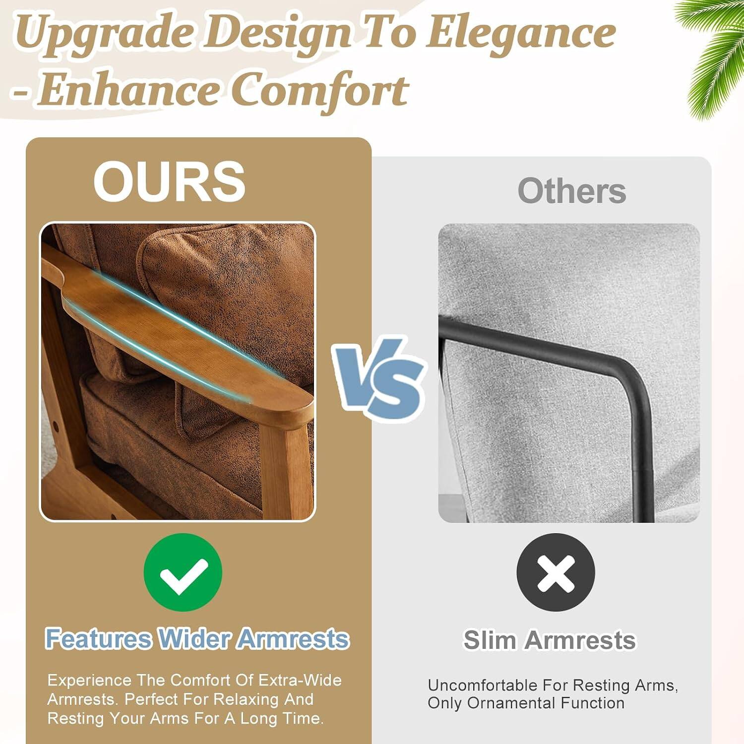 Upgrade Design To Elegance - Enhance Comfort

OURS
Others
VS

Features Wider Armrests
Experience The Comfort Of Extra-Wide Armrests. Perfect For Relaxing And Resting Your Arms For A Long Time.

Slim Armrests
Uncomfortable For Resting Arms, Only Ornamental Function