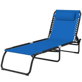 Resenkos - Foldable Chaise Lounge, 4-Position Reclining Back, Trifold Portable design And Breathable Mesh - Dark blue