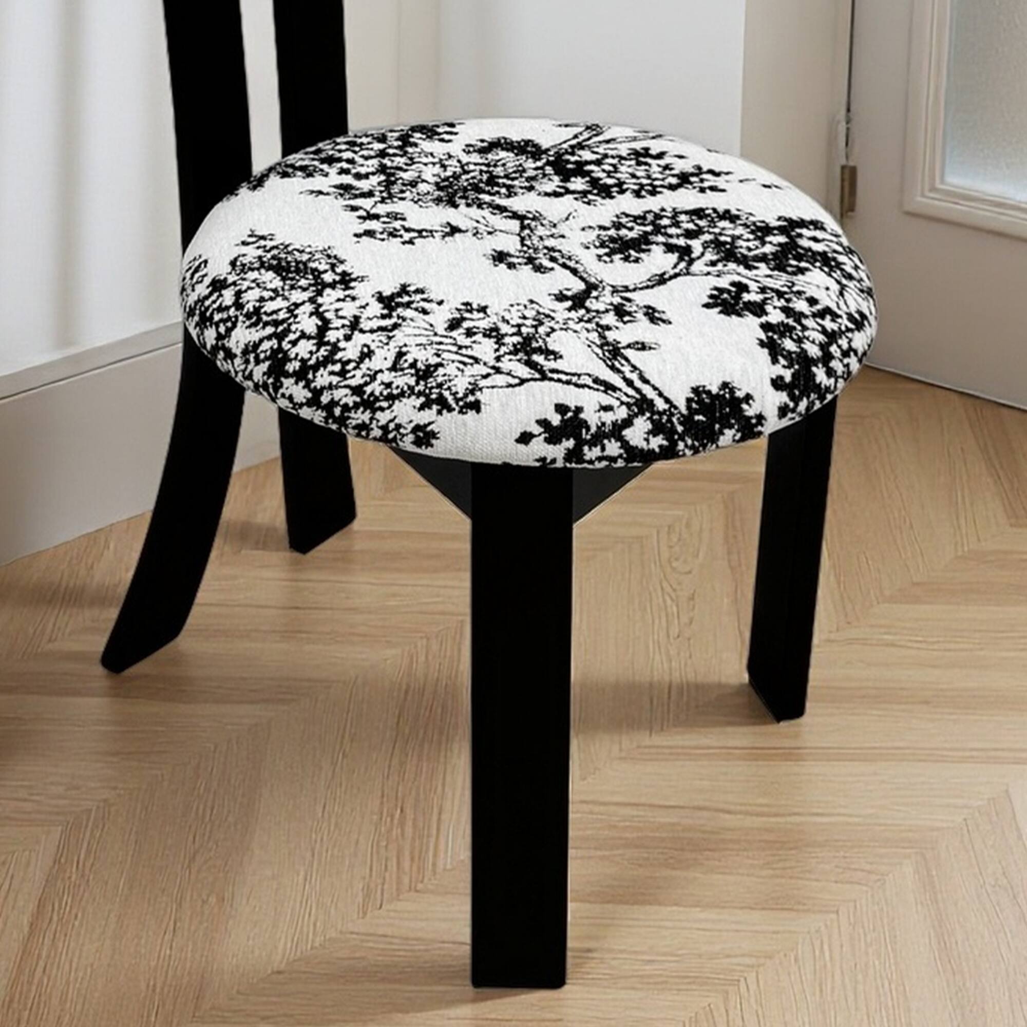 Back. GOODSILO - Modern Dining Chair with Key-Ring Design Solid Wood Frame and Comfortable PU Leather Cushion, Set of 2 - White+Black.