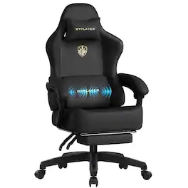 GTPlayer - Gaming Chair Big and Tall High Back Computer Chair Ergonomic Office Chair with Pocket Spring Cushion - Black-Massage