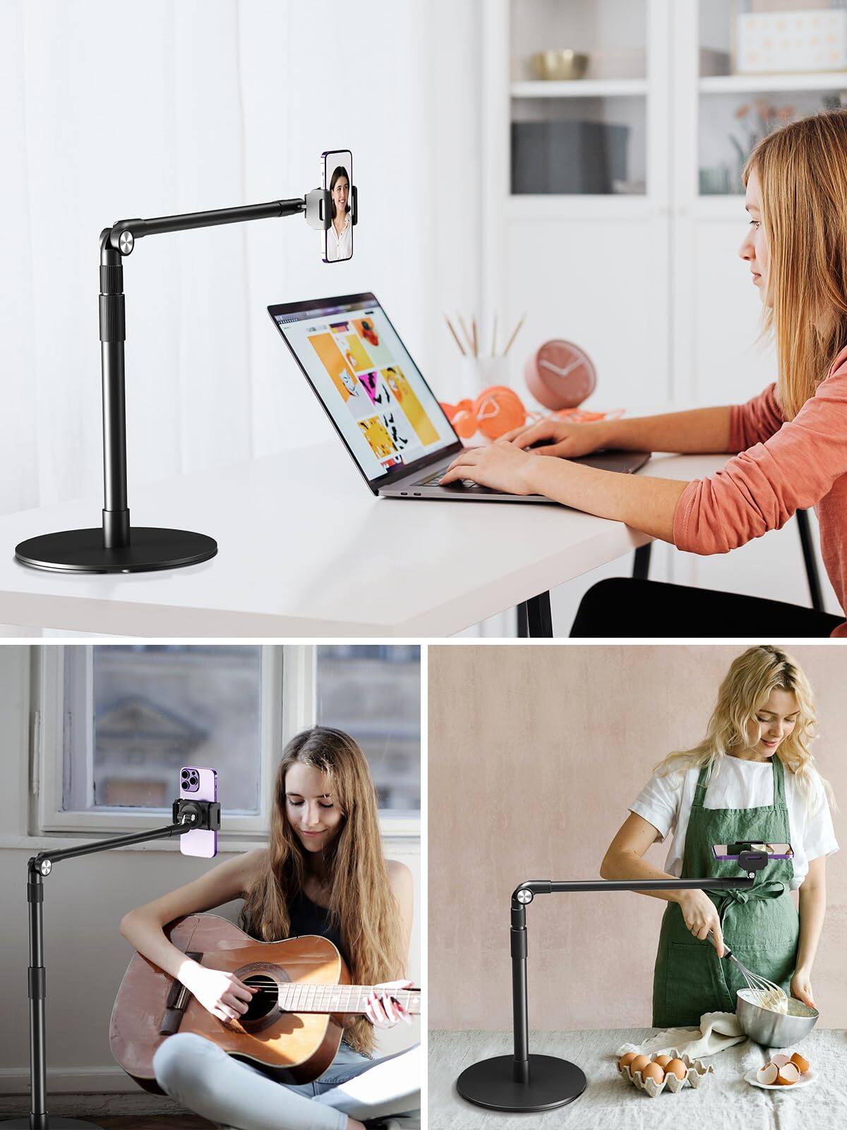 Alt View 6. Empire DigiLabs - Heavy Duty Aluminum Overhead Phone Stand In Long Arm Holder For Video Recording 360 Degrees Swivel Tilt Mou... - Desk Stand.