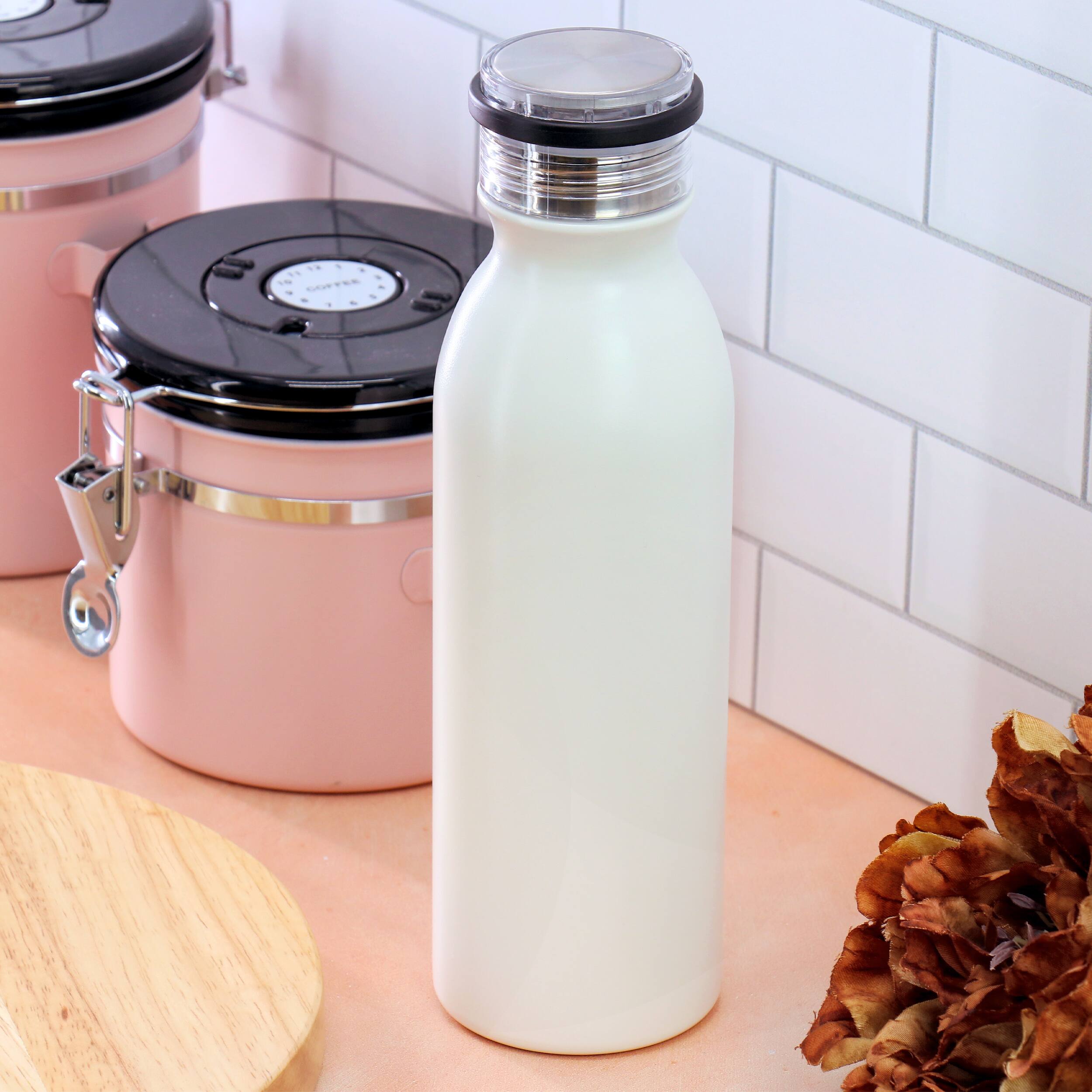 Alt View 4. Gibson - Gibson Home Marina 20oz Stainless Steel Thermal Bottle with Acrylic Lid in Cream - Cream.