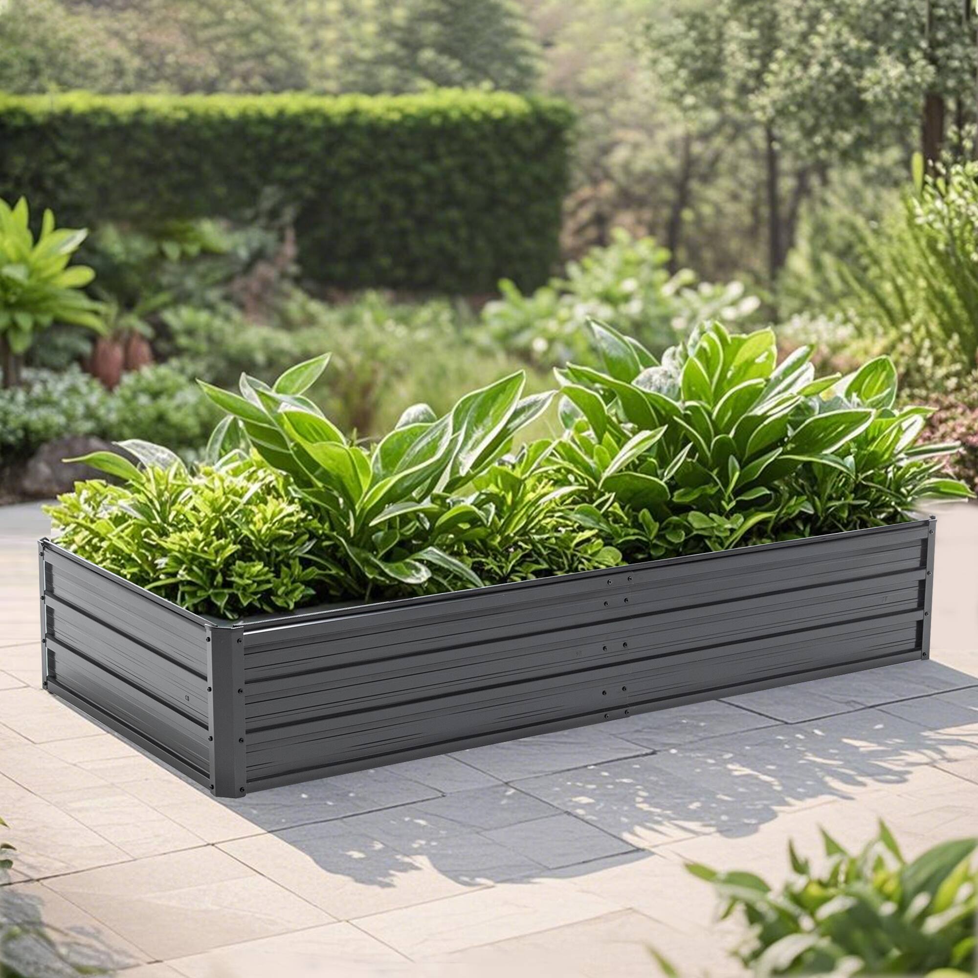 Angle. Anysun - Anysun Outdoor Reinforced Metal Raised Garden Bed, Planter Boxes for Vegetables, Flowers Herbs Succulents - Black.